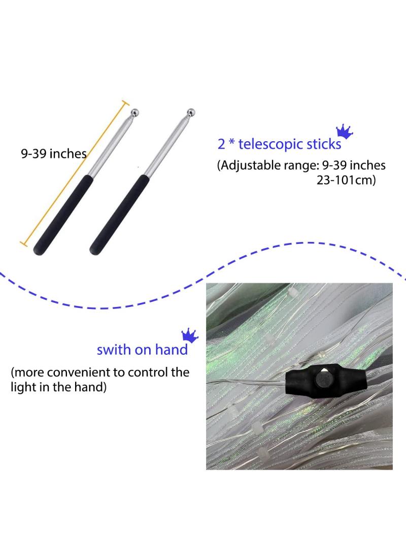 Bluejw Belly Dance Adjustable Led Isis Wings Cloak Dancing Props Accessories LED Wing Belly Dance Glow Light Up Costume Party Club Wear Wings With Sticks - Image 3