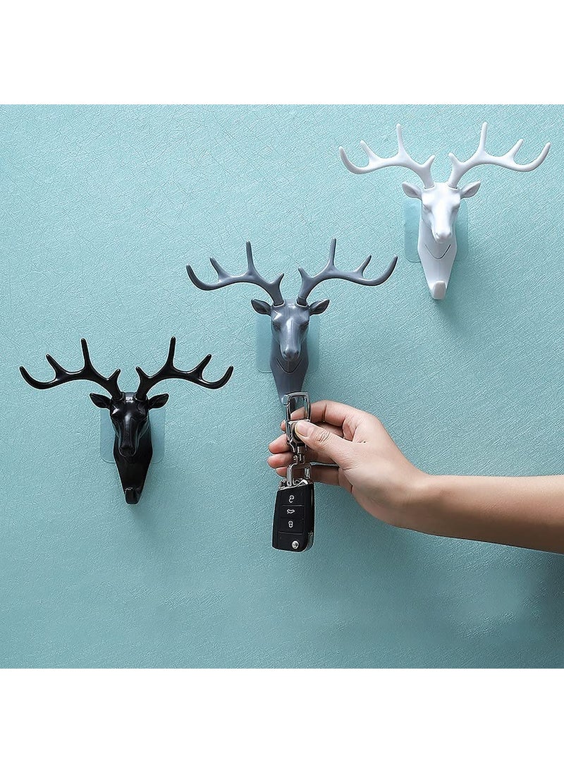HomeAra HomeAra Exquisitely Crafted Deer Head Hanging Hook Self Adhesive Wall Door Hook Hanger for Bags Keys and More Rustic Wildlife Inspired Decorative Holder with Easy StickOn Design White  - Image 2