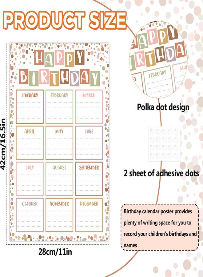 CHUNNIN 2Pcs Boho Confetti Happy Birthday Chart Poster Set Class Confetti Birthday Calendars Chart Bulletin Board Posters for Back to School Classrooms Kids Nursery Homeschool Kindergarten - Image 2