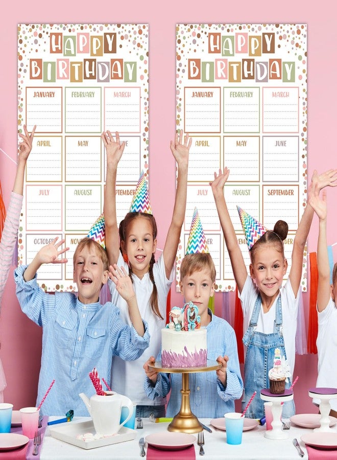 CHUNNIN 2Pcs Boho Confetti Happy Birthday Chart Poster Set Class Confetti Birthday Calendars Chart Bulletin Board Posters for Back to School Classrooms Kids Nursery Homeschool Kindergarten - Image 5