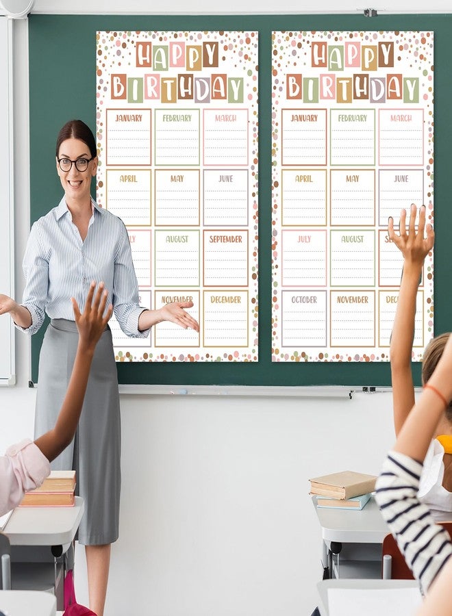 CHUNNIN 2Pcs Boho Confetti Happy Birthday Chart Poster Set Class Confetti Birthday Calendars Chart Bulletin Board Posters for Back to School Classrooms Kids Nursery Homeschool Kindergarten - Image 4