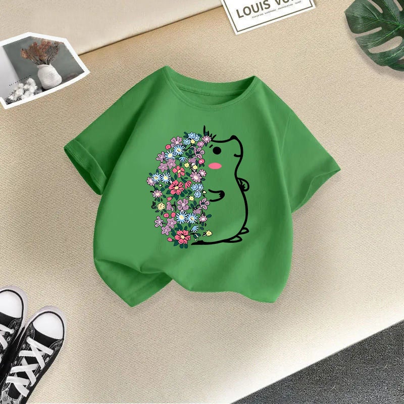 Children's Short-sleeved T-shirt Boys and Girls Summer Casual Top Western Style Cartoon Girl Base-layer Shirt Summer Wear Cross-border Children's Wear - Image 1