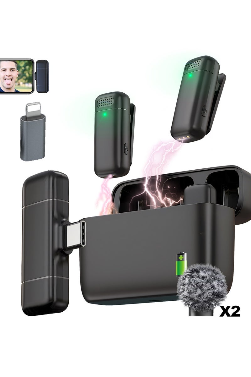 AL RAID Wireless lavalier microphone for Type-C mobile phones, USB-C iPhone 15 charging case, noise-cancelling mini lavalier microphone, clip-on microphone for video recording, streaming singing - Image 1