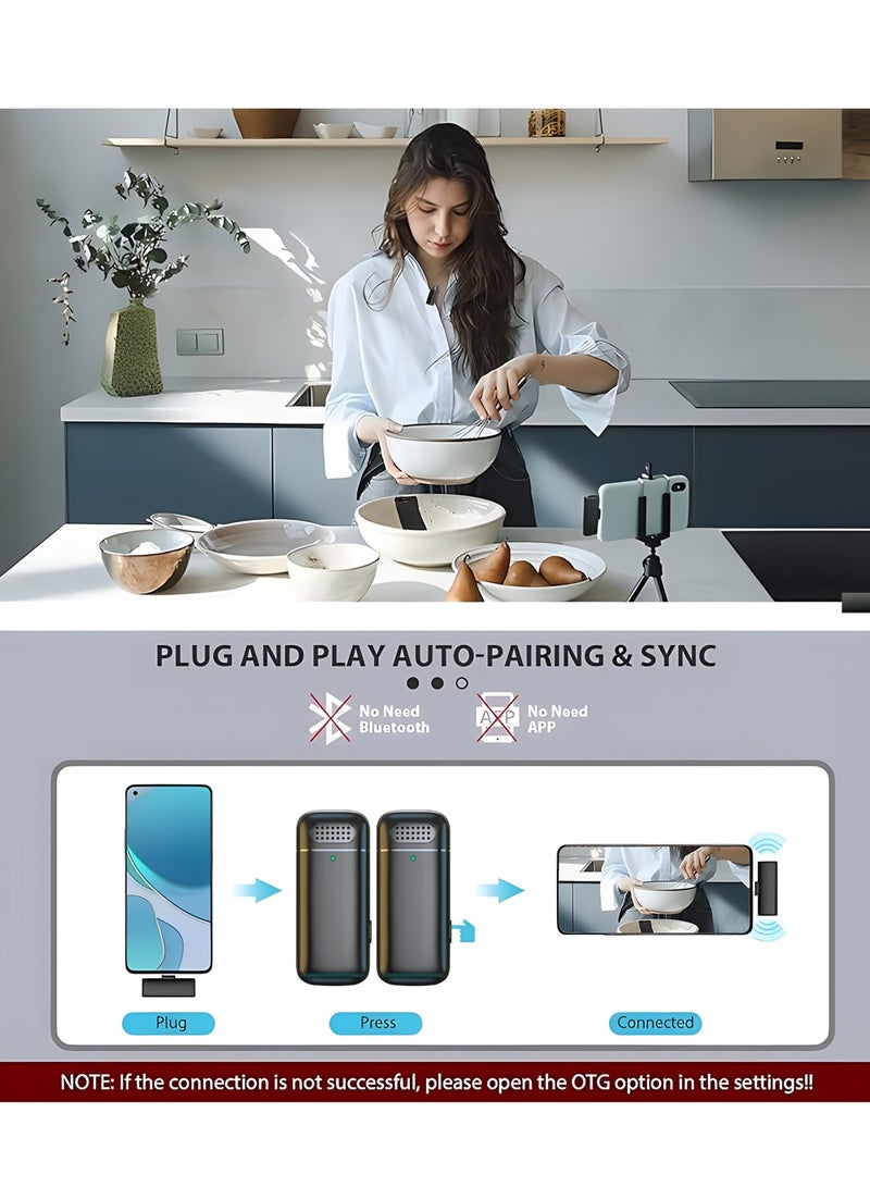 AL RAID Wireless lavalier microphone for Type-C mobile phones, USB-C iPhone 15 charging case, noise-cancelling mini lavalier microphone, clip-on microphone for video recording, streaming singing - Image 4