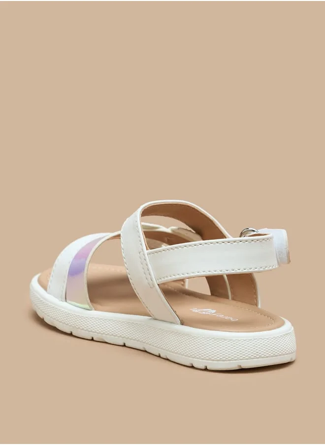 Barefeet Butterfly Applique Open-Toe Sandals with Hook and Loop Closure