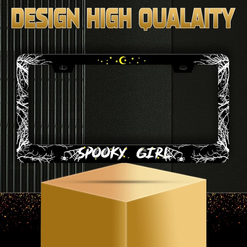 Personalise Spooky Girl License Plate Frame License Plate Frames Car Universal Stainless Steel Accessories Cars Decor with 2 Holes and Screws Fits Standard US Vehicles Size 12.2 x 6 Inches - Image 5
