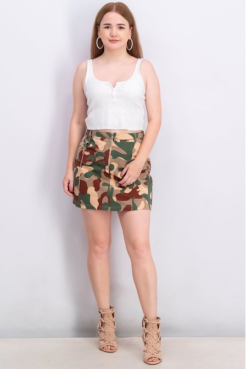 Jennyfer Women Camouflage Cargo Skirt, Multicolor - Image 4