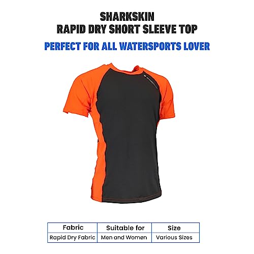 Sharkskin Rapid Dry Rashie, Short Sleeve Top, Lightweight Swimsuit Top with Sun Protection and Water-Repellent Technology, Charcoal/Orange, 3X-Large - Image 2