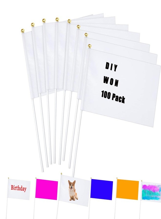 ZLY 100PCS White Flag Blank Flags Small Mini Plain White Marking DIY Flags On Stick,for Party Decorations for Parades,Grand Yard,Birthday,Dog Training Party Events Celebration - Image 1