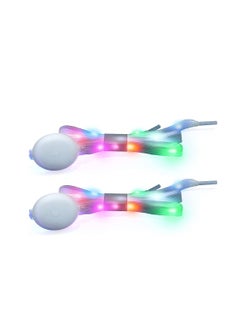 Y&D "LED Light Up Shoe Laces Flashing Colorful Glow in the Dark with 3 Modes for Party Favors Hip Hop Dancing Cycling Hiking Skating White Shoelaces Gifts Kids Boys and Girls 2 Pairs"  - Image 1