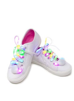 Y&D "LED Light Up Shoe Laces Flashing Colorful Glow in the Dark with 3 Modes for Party Favors Hip Hop Dancing Cycling Hiking Skating White Shoelaces Gifts Kids Boys and Girls 2 Pairs"  - Image 2