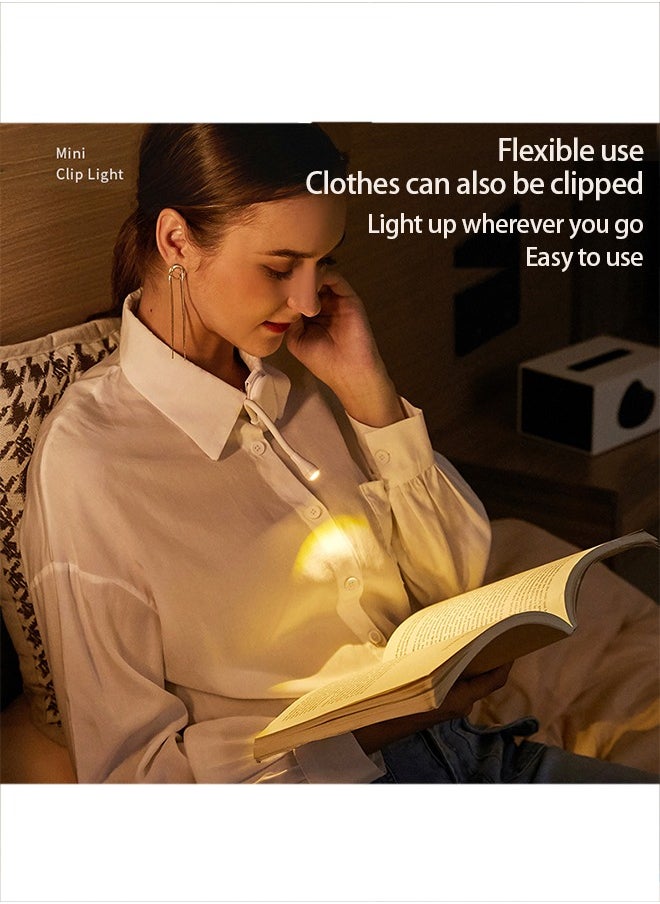 Beauenty - Mini Clip Light,2024 New Mini Portable Small Desk Lights Type-C USB Charging 3 Light Color Adjustable Brightness 360° Foldable LED Soft Light Reading Night Lamp For Creative Gifts Study Bedroom Beds - Image 1