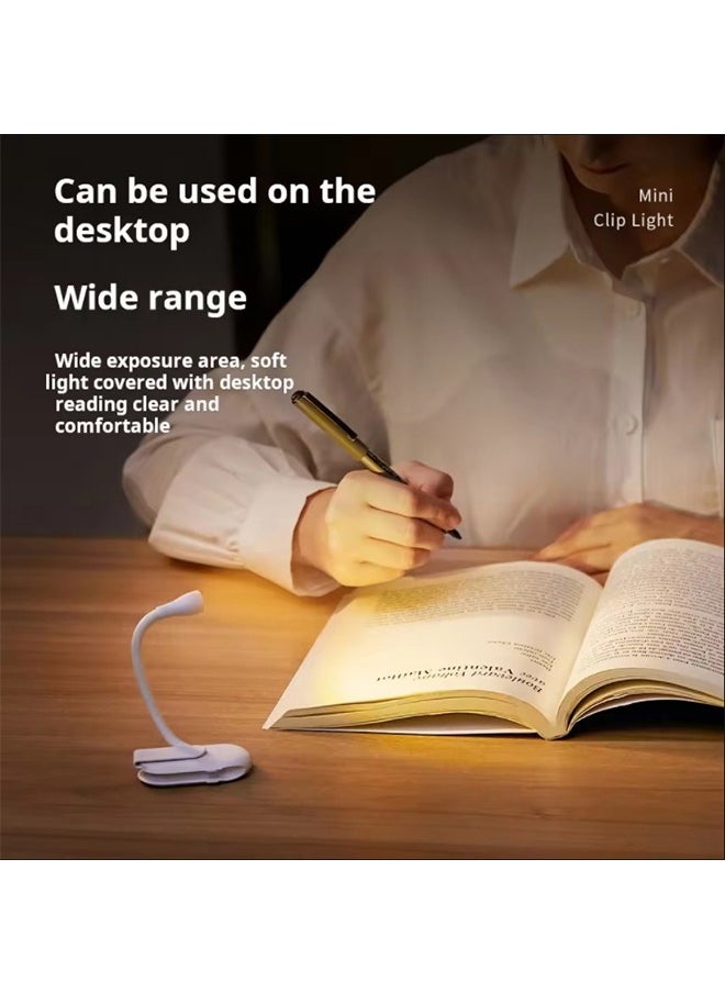 Beauenty - Mini Clip Light,2024 New Mini Portable Small Desk Lights Type-C USB Charging 3 Light Color Adjustable Brightness 360° Foldable LED Soft Light Reading Night Lamp For Creative Gifts Study Bedroom Beds - Image 1