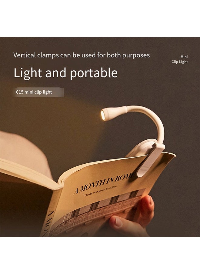 Beauenty - Mini Clip Light,2024 New Mini Portable Small Desk Lights Type-C USB Charging 3 Light Color Adjustable Brightness 360° Foldable LED Soft Light Reading Night Lamp For Creative Gifts Study Bedroom Beds - Image 1