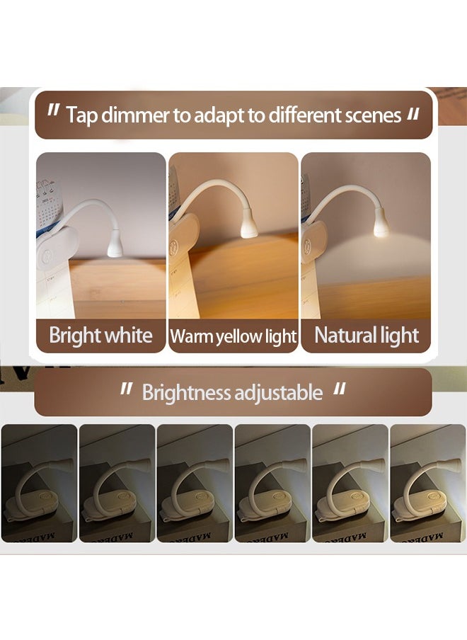 Beauenty - Mini Clip Light,2024 New Mini Portable Small Desk Lights Type-C USB Charging 3 Light Color Adjustable Brightness 360° Foldable LED Soft Light Reading Night Lamp For Creative Gifts Study Bedroom Beds - Image 1