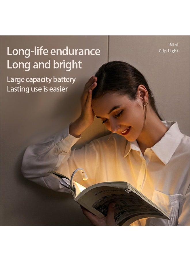 Beauenty - Mini Clip Light,2024 New Mini Portable Small Desk Lights Type-C USB Charging 3 Light Color Adjustable Brightness 360° Foldable LED Soft Light Reading Night Lamp For Creative Gifts Study Bedroom Beds - Image 1
