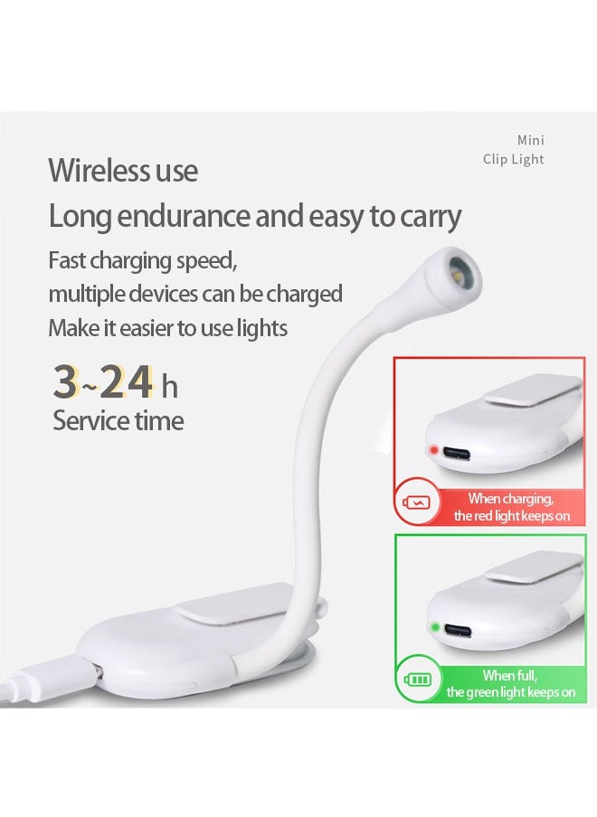 Beauenty - Mini Clip Light,2024 New Mini Portable Small Desk Lights Type-C USB Charging 3 Light Color Adjustable Brightness 360° Foldable LED Soft Light Reading Night Lamp For Creative Gifts Study Bedroom Beds - Image 1