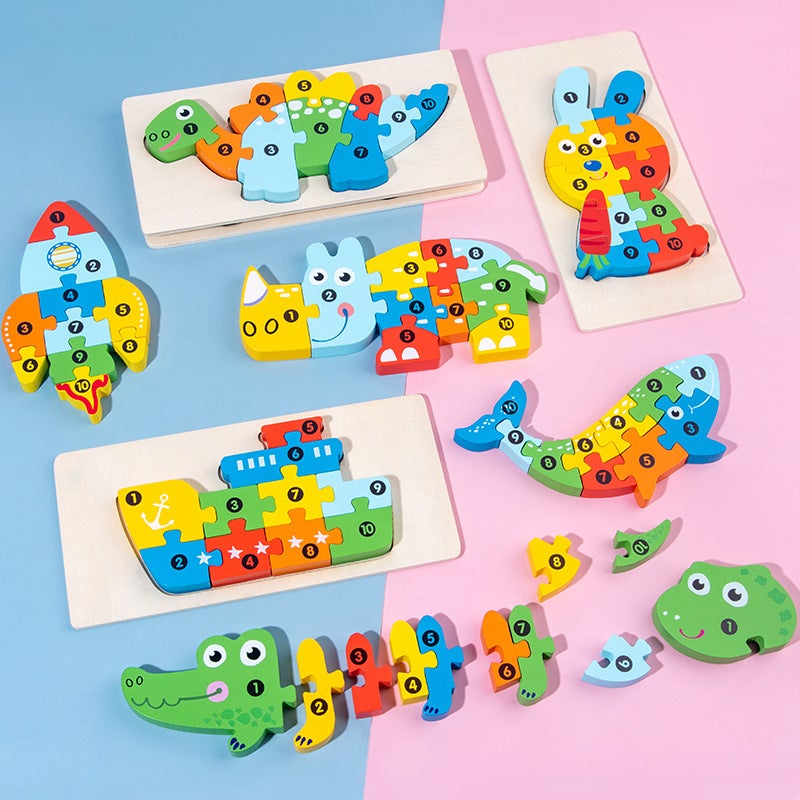 Wooden Children'S Educational Toys 4-6 Early Education Cognitive Product Wooden Animal Traffic Shape Matching 3D Puzzle - Image 2