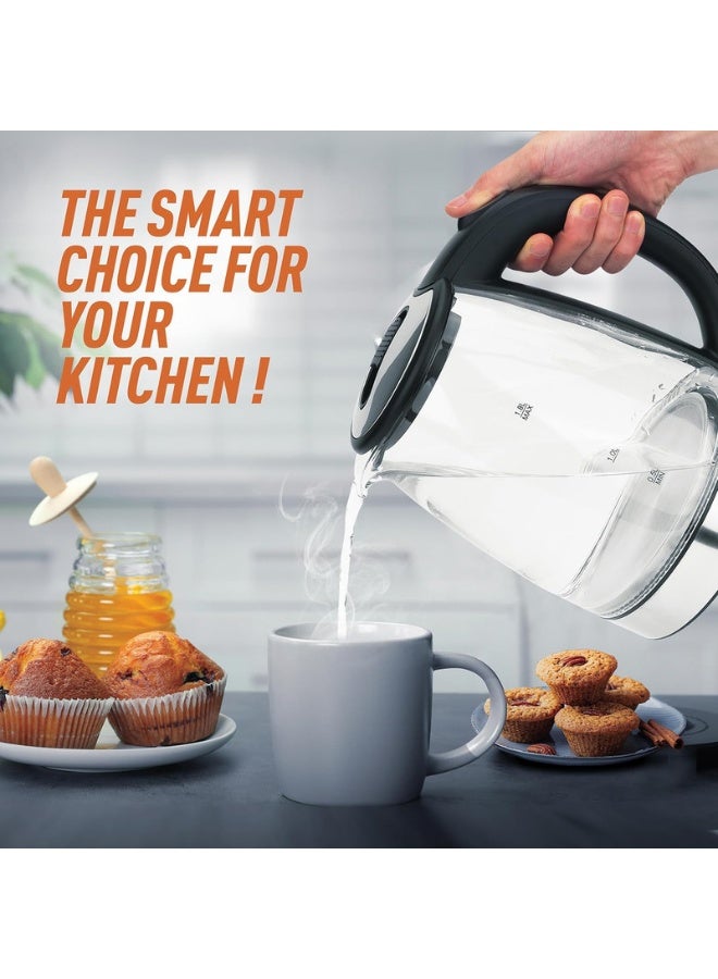 Clikon 1.8 Liter Cordless Glass Body Electric Kettle With LED Glow Indicator 1.8 L CK5138 Clear - Image 3
