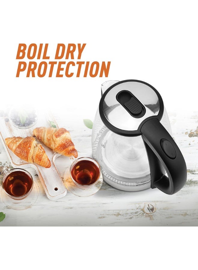 Clikon 1.8 Liter Cordless Glass Body Electric Kettle With LED Glow Indicator 1.8 L CK5138 Clear - Image 2