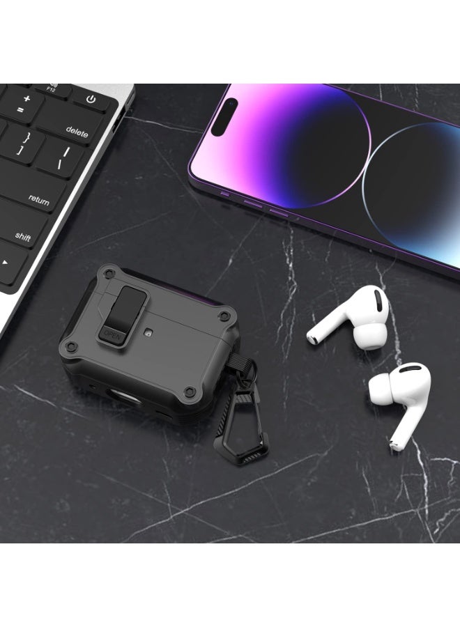 ANYOGRO Compatible with Airpods Pro 2 Case Cover for Women Men 2023 2022, Unique Security Lock with Keychain Case for AirPods Pro 2nd/1st Generation 2023/2022/2019 Front LED Visible Black - Image 5