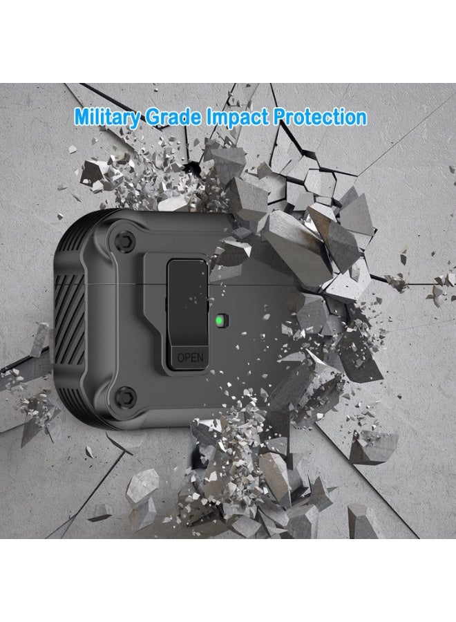 ANYOGRO Compatible with Airpods Pro 2 Case Cover for Women Men 2023 2022, Unique Security Lock with Keychain Case for AirPods Pro 2nd/1st Generation 2023/2022/2019 Front LED Visible Black - Image 4