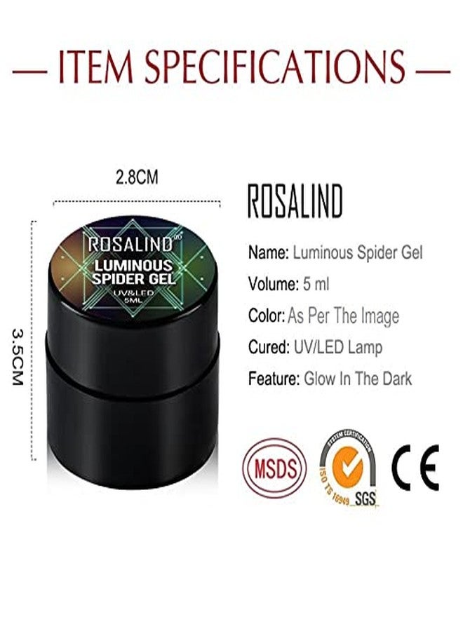 ROSALIND 5ml Luminous Spider Gel Bright for Nail Art Design LED/UV Lamp Long Lasting Quick Drying Luminous Art Wire Drawing Pulling Nail Polish Gel (Brush Not Included - A917) - Image 5