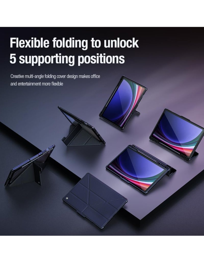 general Compatible with Samsung Galaxy Tab S9 Ultra Case 14.6 inch Leather Case Pro Multi-angle Folding Style For Galaxy Tab S9 Ultra Cover (Black) - Image 3