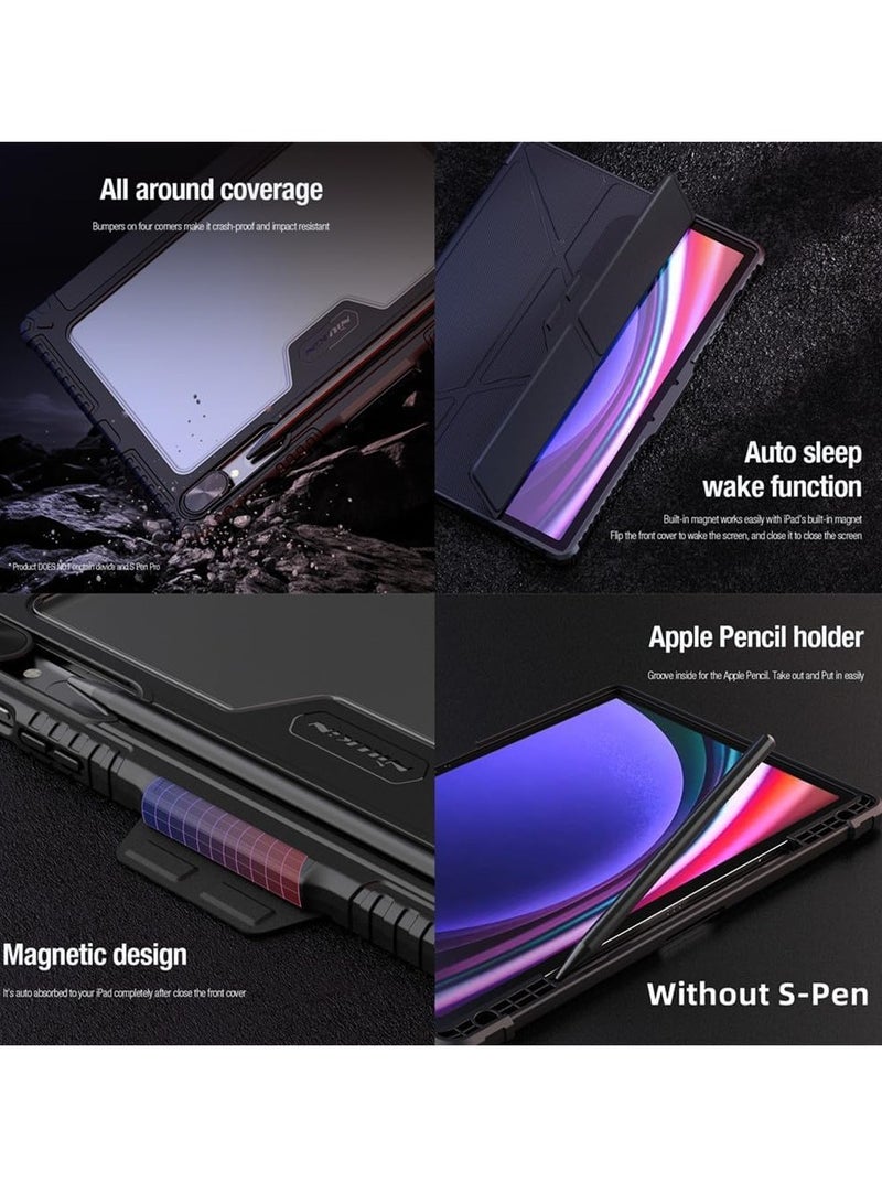 general Compatible with Samsung Galaxy Tab S9 Ultra Case 14.6 inch Leather Case Pro Multi-angle Folding Style For Galaxy Tab S9 Ultra Cover (Black) - Image 4