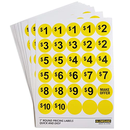 GlowSand Garage Sale Stickers, Yard Sale Labels, Pre-Printed Price Stickers, Bright Yellow, 1 Inch - Image 1