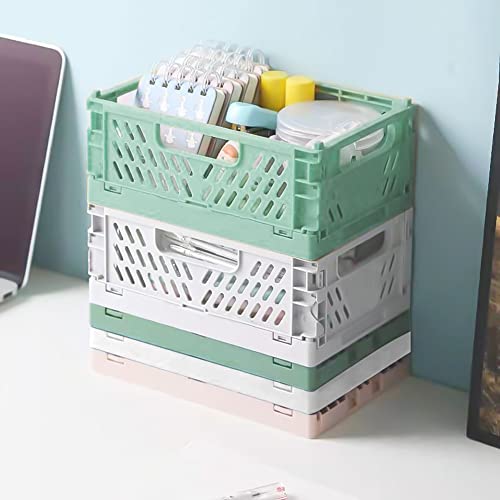 CANIPHA 3 Pack Mini Plastic Storage Basket for Shelf Organizing,Collapsible Crate Folding Storage Bin for Desk Organizer Stackable Containers for Home Kitchen Classroom Office Bathroom Storage(5.9x3.9x2.2") - Image 3