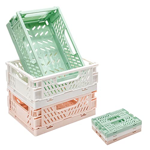 CANIPHA 3 Pack Mini Plastic Storage Basket for Shelf Organizing,Collapsible Crate Folding Storage Bin for Desk Organizer Stackable Containers for Home Kitchen Classroom Office Bathroom Storage(5.9x3.9x2.2") - Image 1