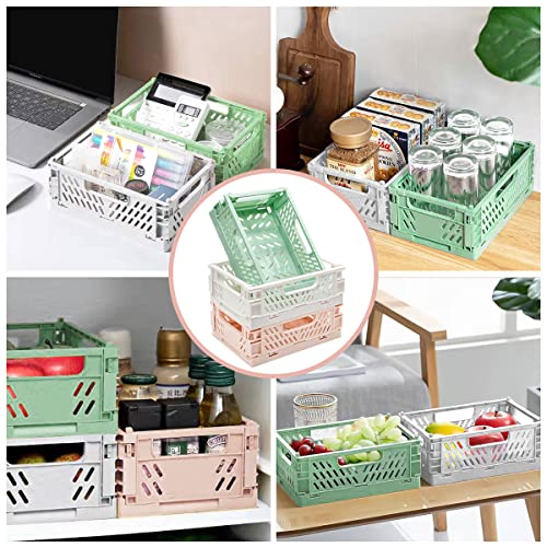 CANIPHA 3 Pack Mini Plastic Storage Basket for Shelf Organizing,Collapsible Crate Folding Storage Bin for Desk Organizer Stackable Containers for Home Kitchen Classroom Office Bathroom Storage(5.9x3.9x2.2") - Image 5