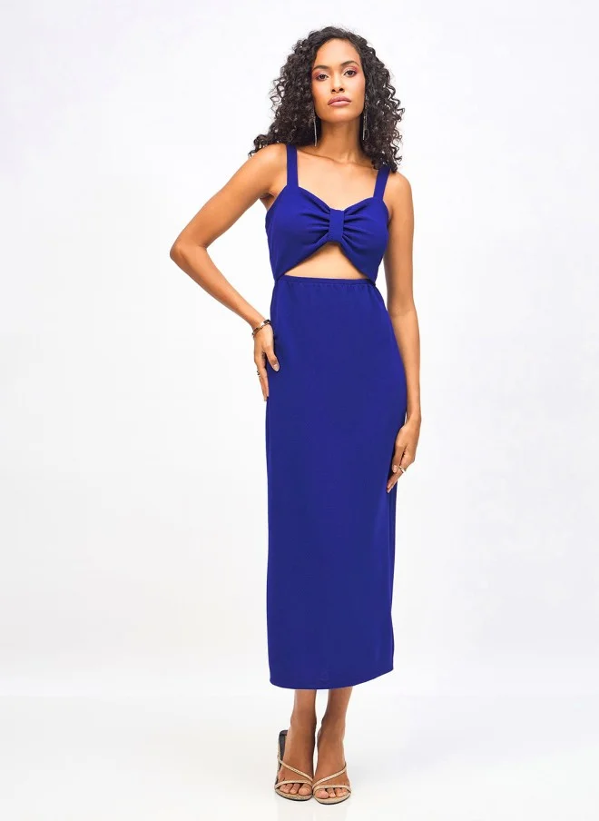 SASSAFRAS Bodycon Midi Dress for Women in Blue