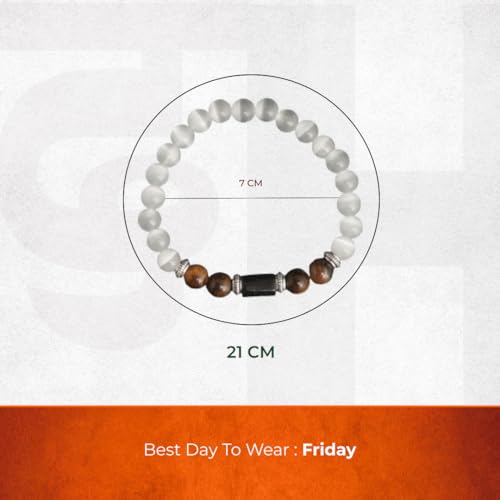 Divine Hindu - Natural Selenite Bracelet for Men & Women – White Satin Spar Healing Crystal for Cleansing, Clarity & Peace – Spiritual Reiki Energy Yoga Bracelet, Authentic Liquid Light Stone - Image 2