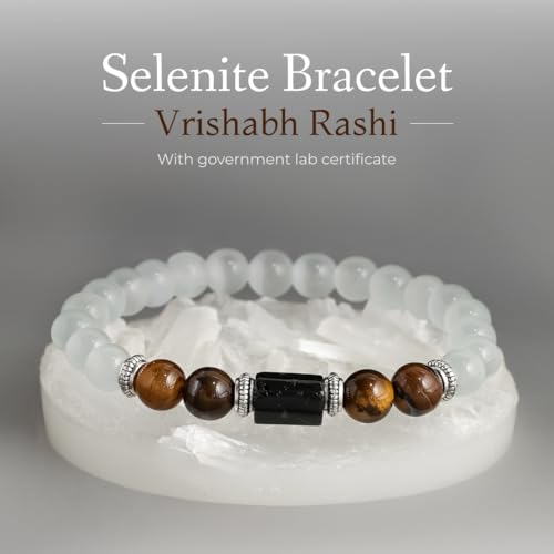 Divine Hindu - Natural Selenite Bracelet for Men & Women – White Satin Spar Healing Crystal for Cleansing, Clarity & Peace – Spiritual Reiki Energy Yoga Bracelet, Authentic Liquid Light Stone - Image 4
