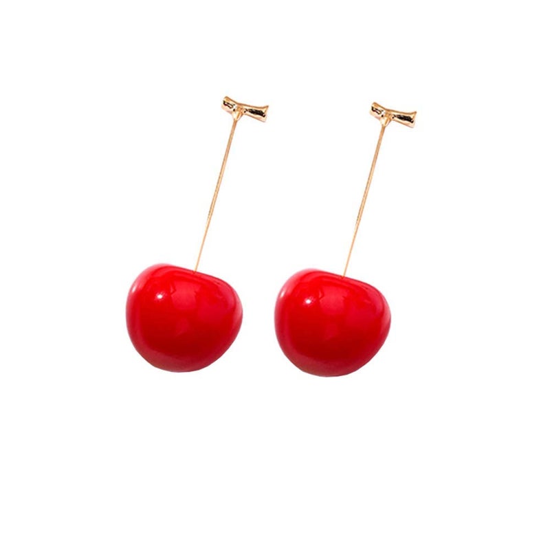 ONEYIM 3D Red Cherry Drop Earrings Cute Fruit Gold Dangle Earrings Charm Jewelry Gift Earrings for Women - Image 1