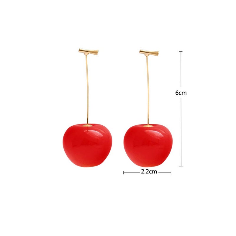 ONEYIM 3D Red Cherry Drop Earrings Cute Fruit Gold Dangle Earrings Charm Jewelry Gift Earrings for Women - Image 2