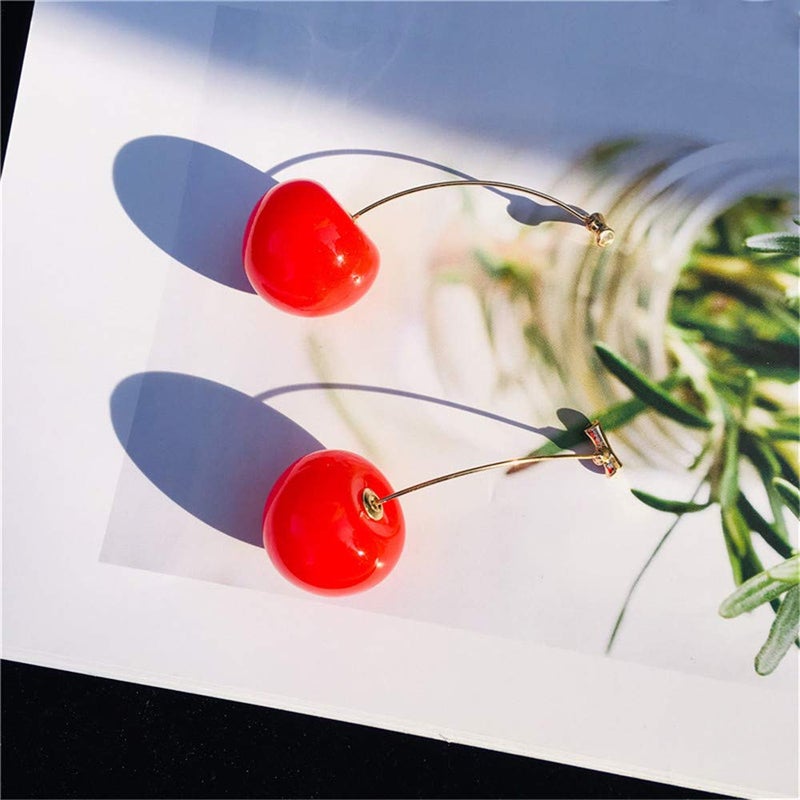 ONEYIM 3D Red Cherry Drop Earrings Cute Fruit Gold Dangle Earrings Charm Jewelry Gift Earrings for Women - Image 4