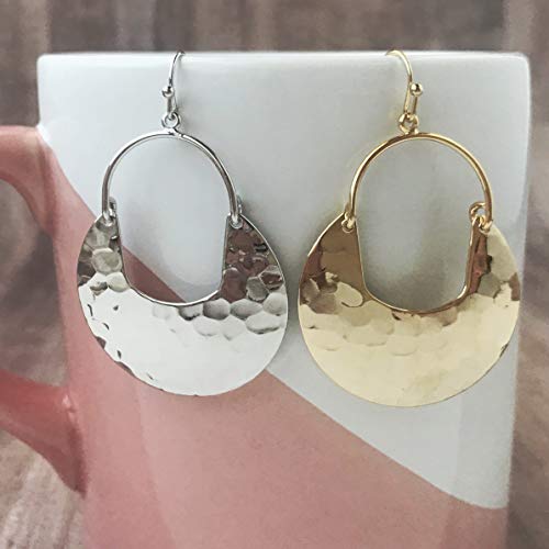 SPUNKYsoul Crescent Hammered Bucket Earrings in Gold or Silver for Women (Silver) - Image 4