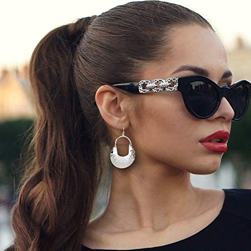 SPUNKYsoul Crescent Hammered Bucket Earrings in Gold or Silver for Women (Silver) - Image 2