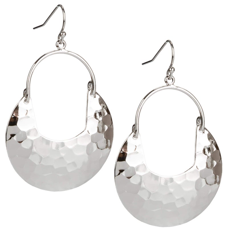 SPUNKYsoul Crescent Hammered Bucket Earrings in Gold or Silver for Women (Silver) - Image 5