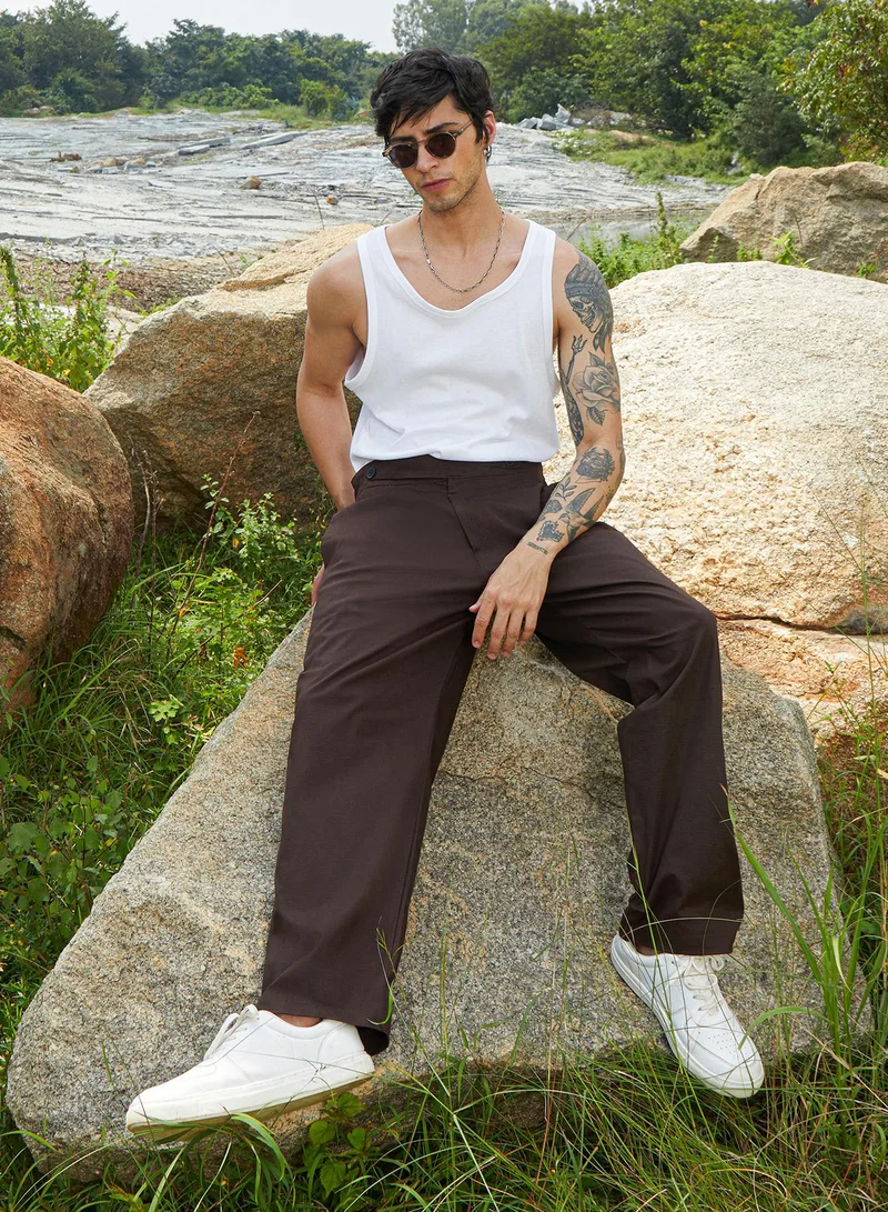 Campus Sutra Lightweight - Straight-Fit Tailored Trousers