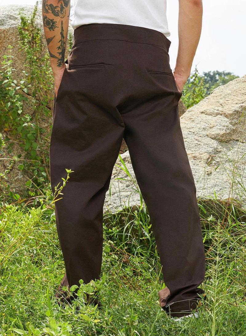 Campus Sutra Lightweight - Straight-Fit Tailored Trousers
