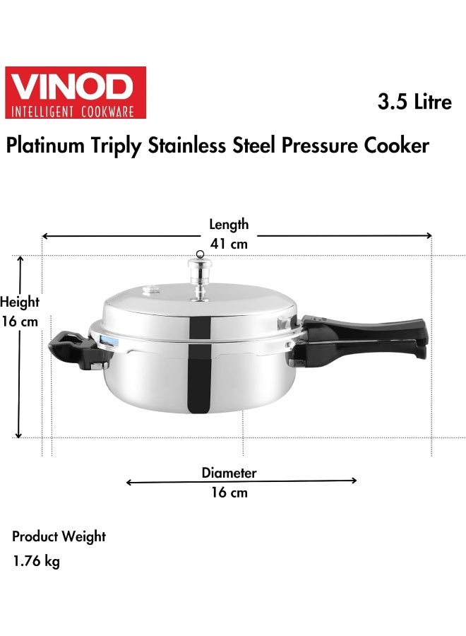 Vinod Platinum Triply Stainless Steel Pressure Cooker with Induction Base - 3.5 L | Junior - Image 4