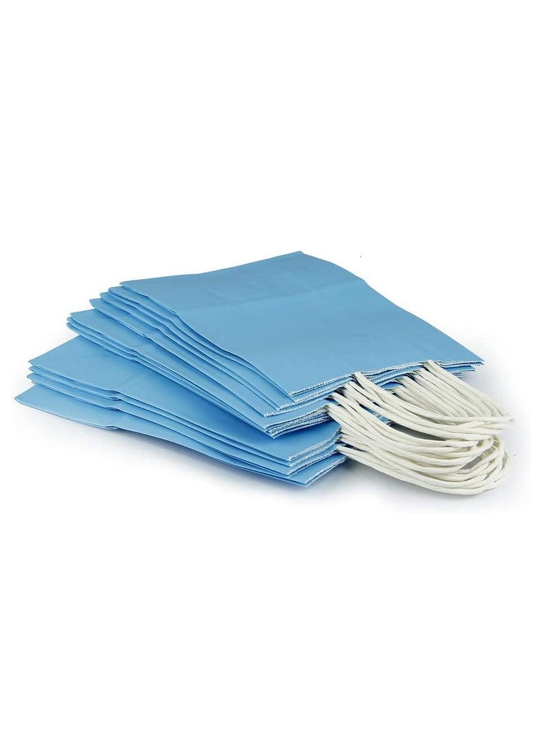 إي سي في في مجموعة حقائب هدايا ECVV مكونة من 12 قطعة من أكياس الورق الصديقة للبيئة مع مقابض وأكياس ورقية كبيرة وحقائب تسوق وحقائب كرافت وحقائب بيع بالتجزئة وحقائب الحفلات (أزرق، 21 * 15 * 8 سم) - Image 3