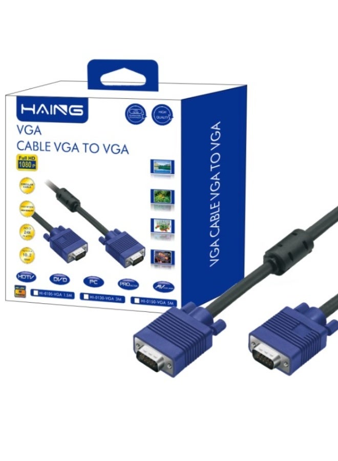Haing HD15 Male to Male VGA Video Cable for TV Computer Monitor 5METER - Image 1
