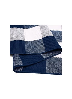 Generic 40*60cm Plain Plaid Floor Mat Home Porch Carpet Festive Atmosphere Decorative Carpet Washable Woven Outdoor Indoor Welcome Mat Suitable for Front Door/Farmhouse/Entrance/Home Entrance Outdoor Carpet (Blue grid)  - Image 1