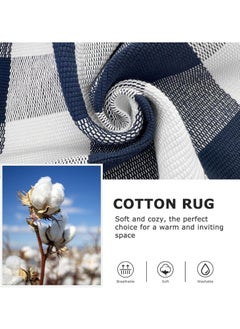 Generic 40*60cm Plain Plaid Floor Mat Home Porch Carpet Festive Atmosphere Decorative Carpet Washable Woven Outdoor Indoor Welcome Mat Suitable for Front Door/Farmhouse/Entrance/Home Entrance Outdoor Carpet (Blue grid)  - Image 4