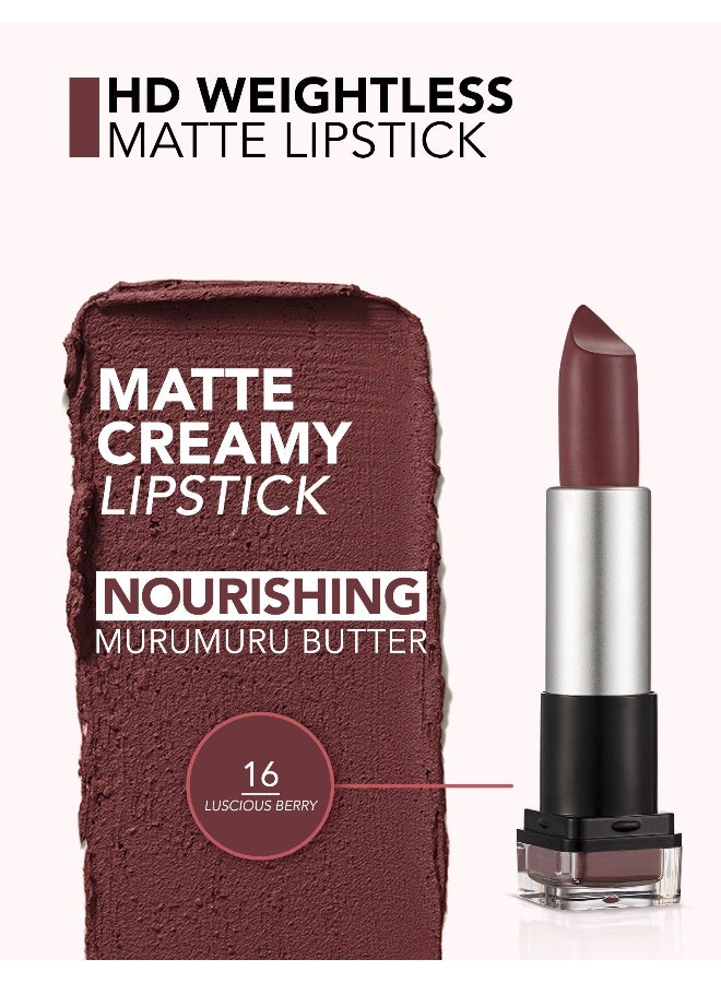 flormar HD Weightless Matte Lipstick – 016 Luscious Berry – Weightless Matte Finish, Long-Wear Color, Smooth Comfortable Feel 016 Luscious Berry - Image 5